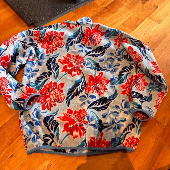 Patagonia Synchilla Snap Pullover fleece sweater bold floral printed red L manoa - Picture 7 of 9